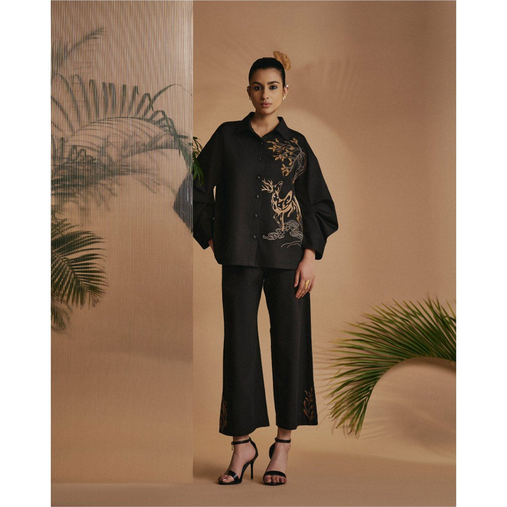 ORIGANI Black Deer In Bloom Pant