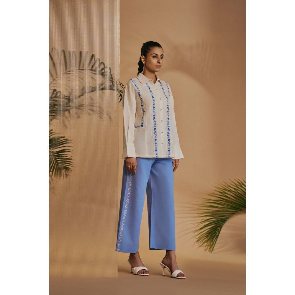 ORIGANI Ivory Embroidered Shirt