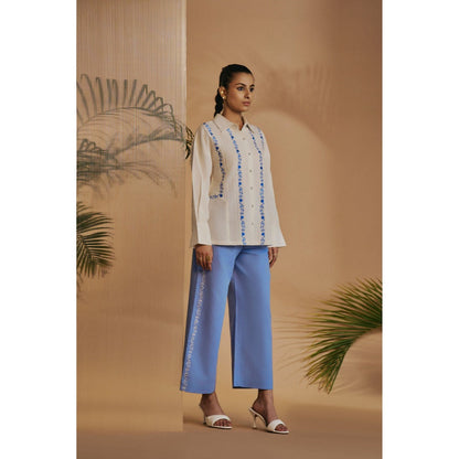 ORIGANI Ivory Embroidered Shirt