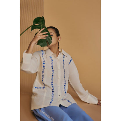 ORIGANI Ivory Embroidered Shirt