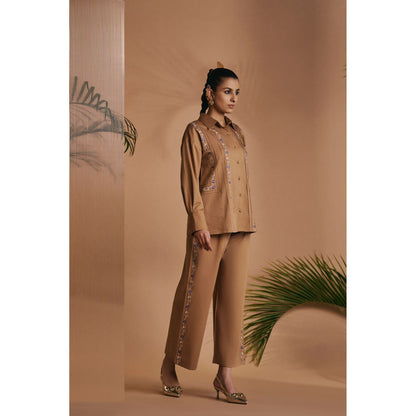 ORIGANI Brown Embroidered Shirt