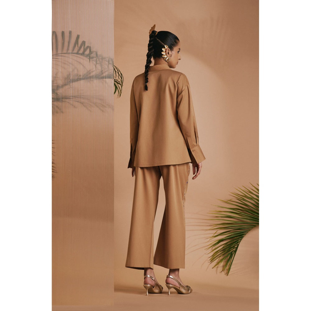 ORIGANI Brown Embroidered Shirt