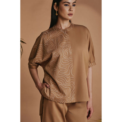 ORIGANI Brown Embroidered Tunic