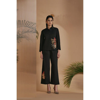 ORIGANI Black Embroidered Shirt