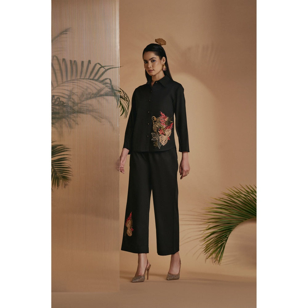 ORIGANI Black Embroidered Shirt