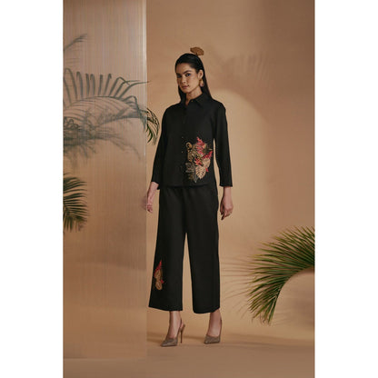 ORIGANI Black Embroidered Shirt