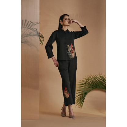 ORIGANI Black Embroidered Shirt