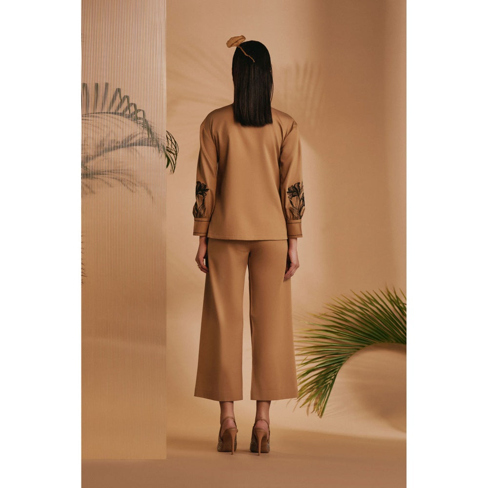 ORIGANI Brown Embroidered Shirt