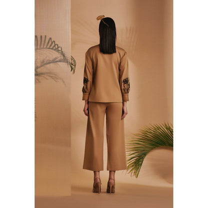 ORIGANI Brown Embroidered Shirt