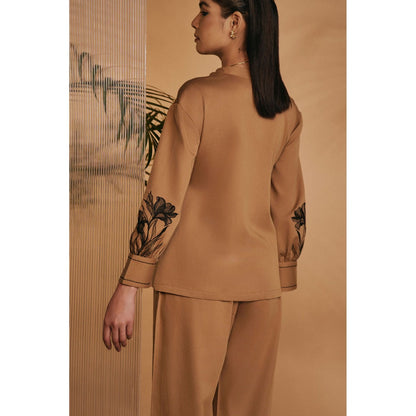 ORIGANI Brown Embroidered Shirt