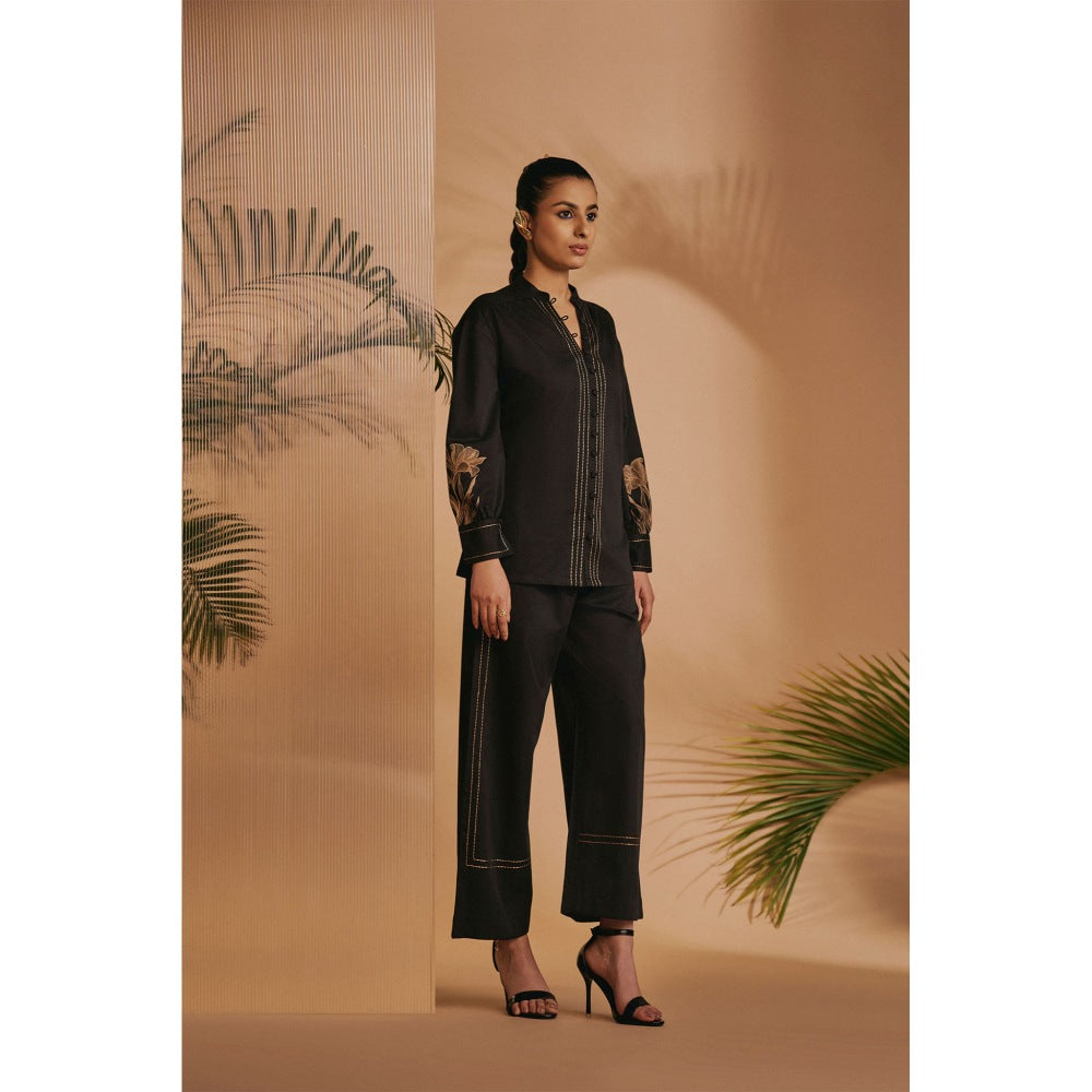 ORIGANI Black Embroidered Shirt