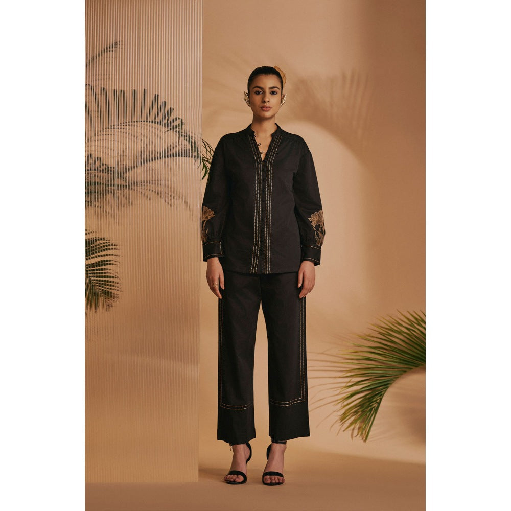 ORIGANI Black Embroidered Shirt