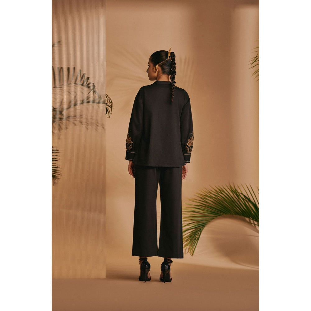 ORIGANI Black Embroidered Shirt