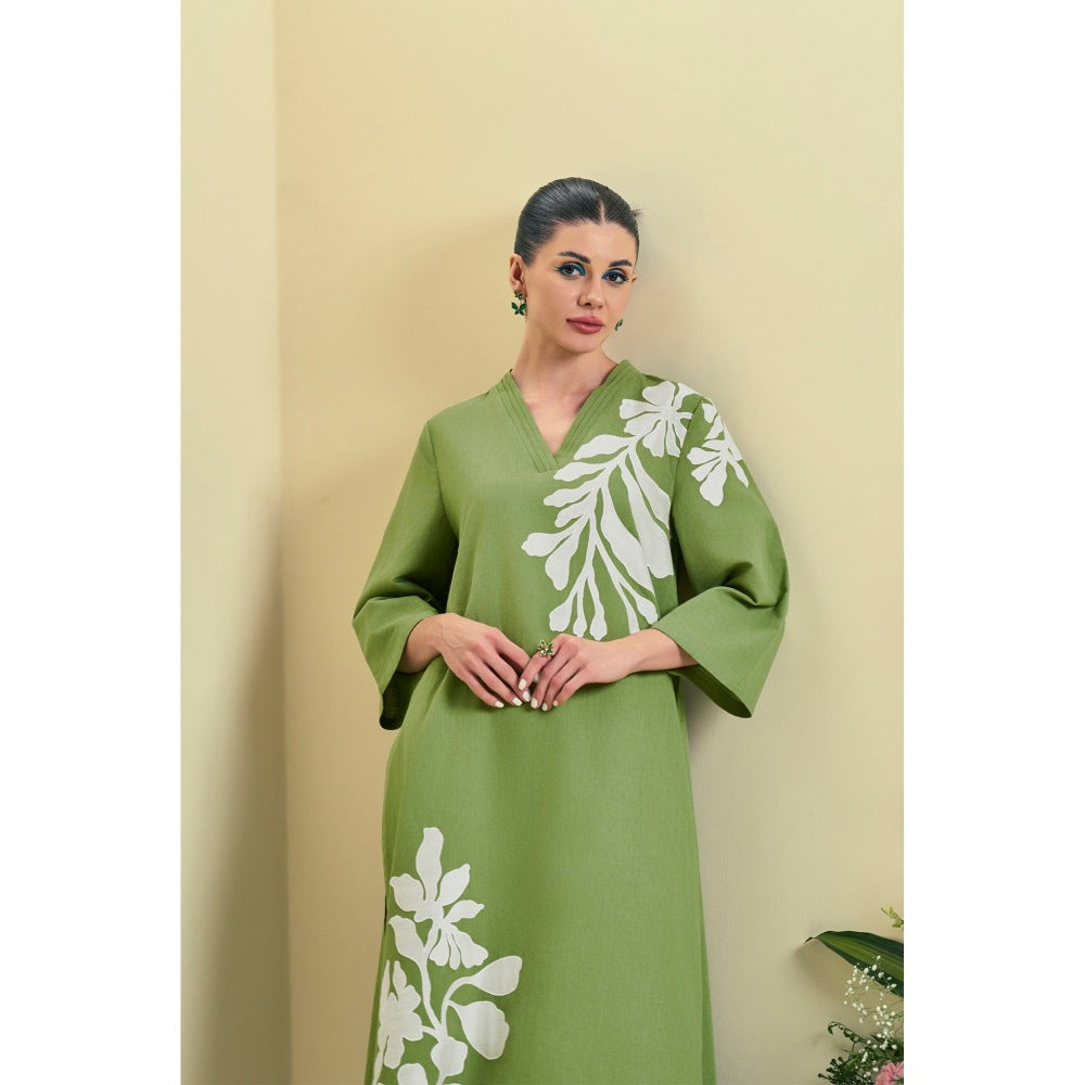 ORIGANI Green Willow Kurta With Pant (Set of 2)