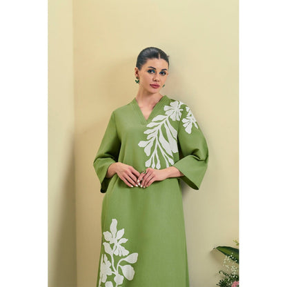 ORIGANI Green Willow Kurta With Pant (Set of 2)