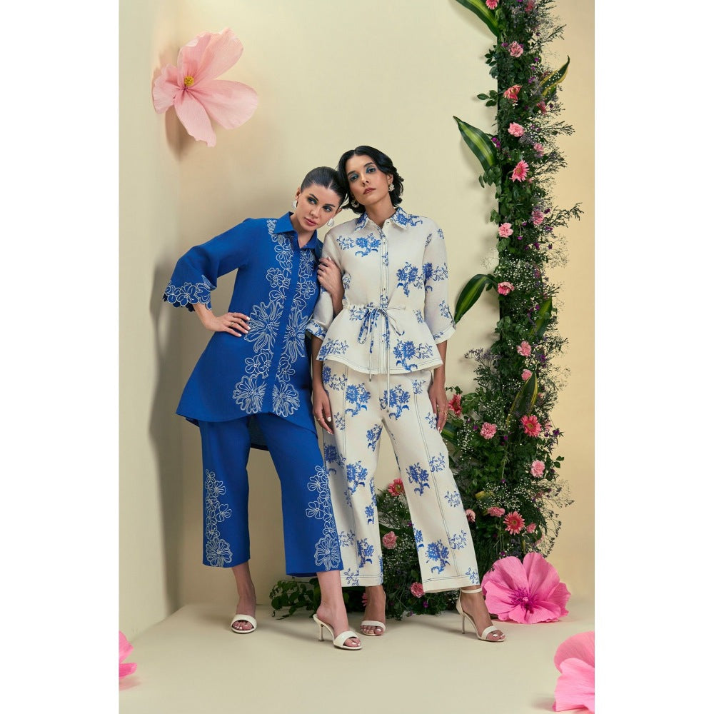 ORIGANI Blue Elise Kurta With Pant (Set of 2)