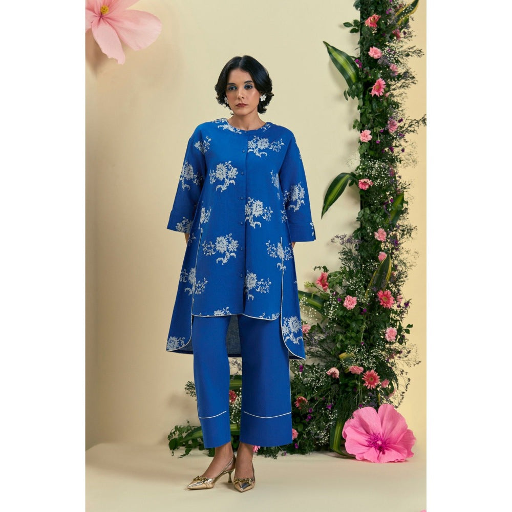 ORIGANI Blue Noor Tunic With Pant (Set of 2)