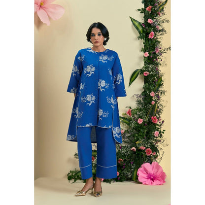 ORIGANI Blue Noor Tunic With Pant (Set of 2)