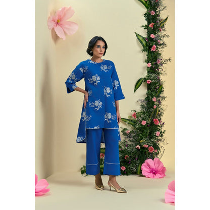 ORIGANI Blue Noor Tunic With Pant (Set of 2)