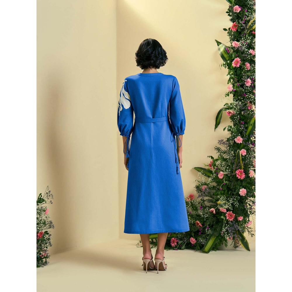 ORIGANI Blue Iris Dress With Belt (Set of 2)