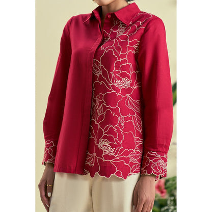 ORIGANI Red Bloom Shirt