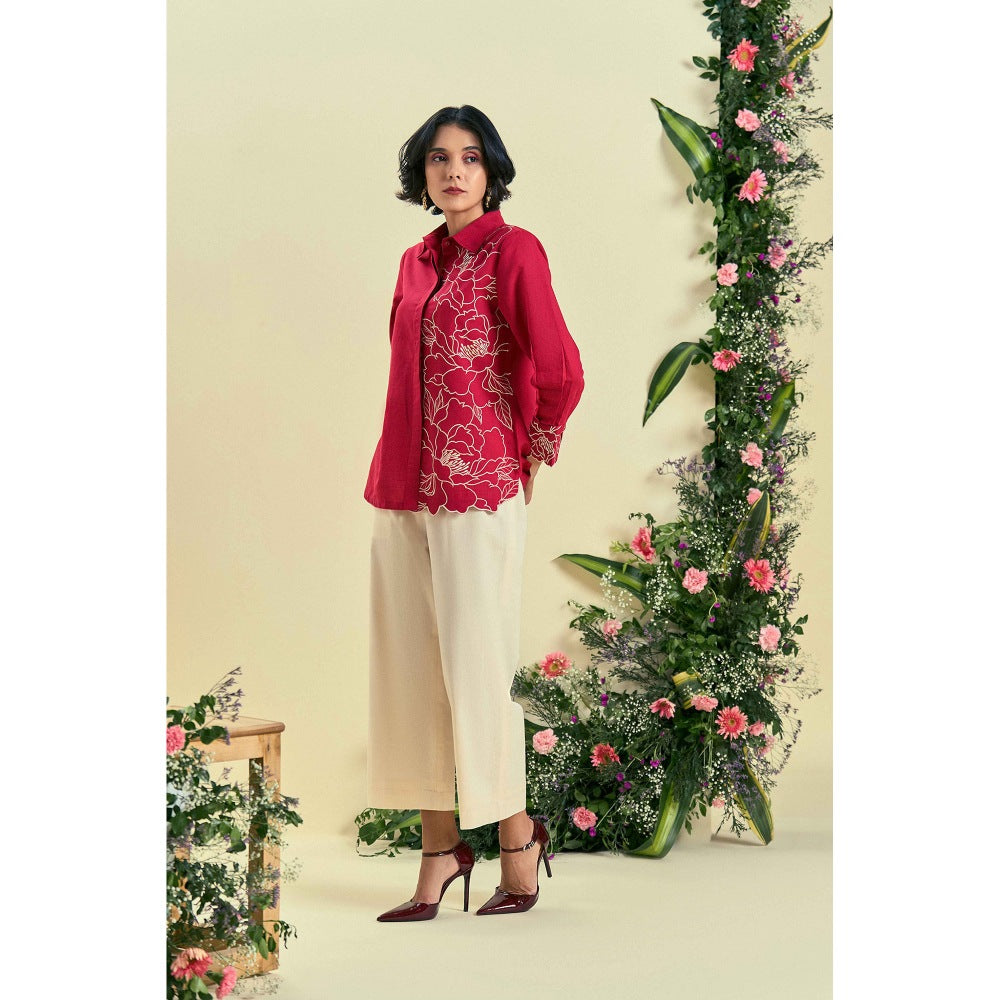 ORIGANI Red Bloom Shirt