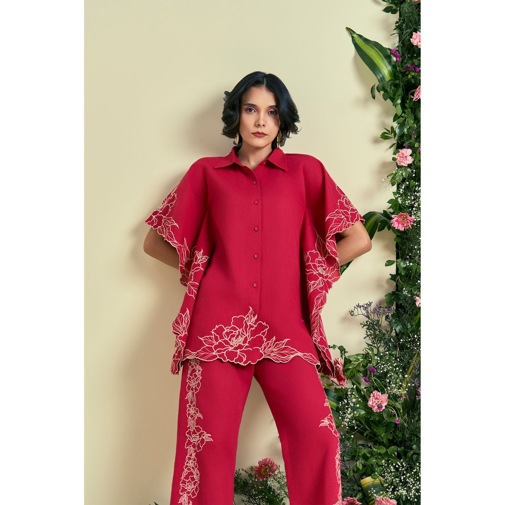 ORIGANI Red Jardin Kaftan Shirt