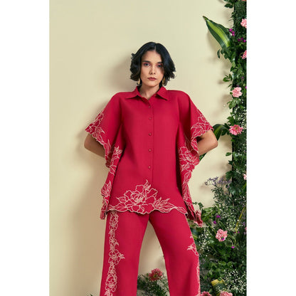 ORIGANI Red Jardin Kaftan Shirt