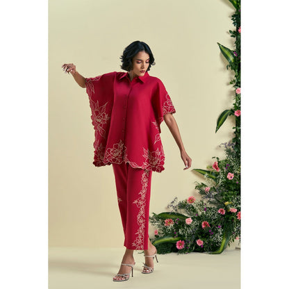 ORIGANI Red Jardin Kaftan Shirt