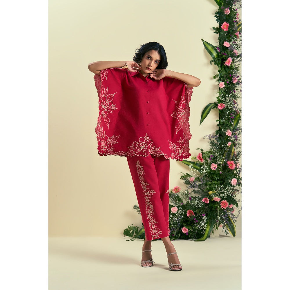 ORIGANI Red Jardin Kaftan Shirt
