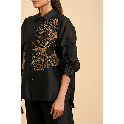 ORIGANI Black Ginkgo Black Shirt