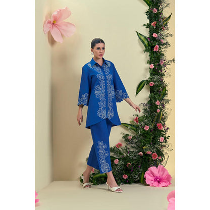 ORIGANI Blue Elise Embroidered Shirt