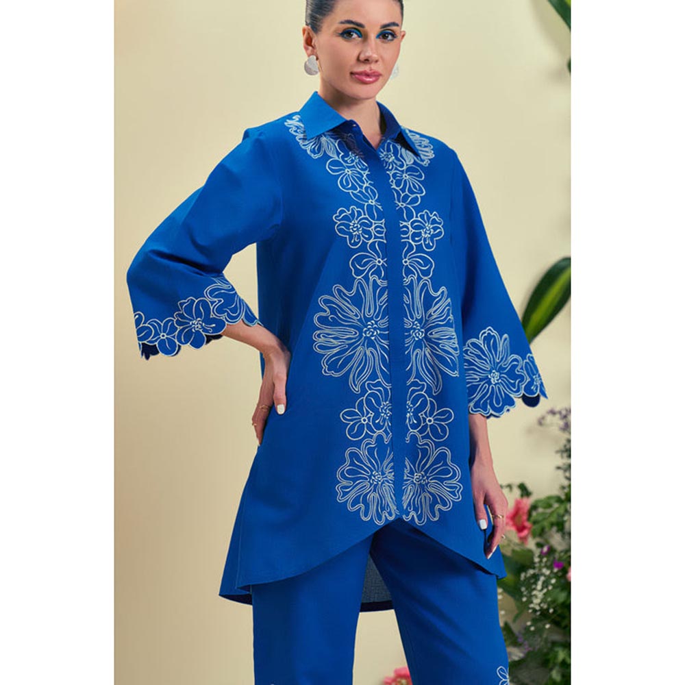 ORIGANI Blue Elise Embroidered Shirt