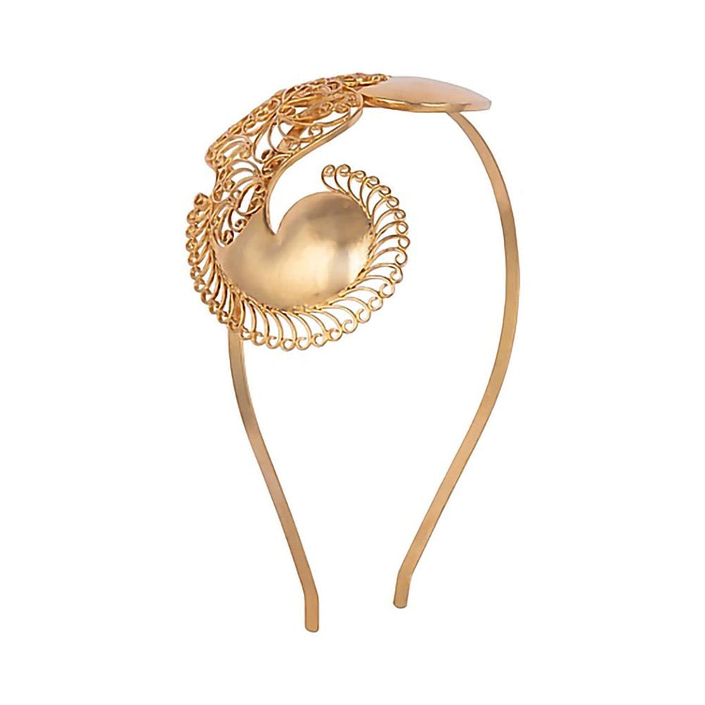 ORNAMAAS 22K Gold Plated Regallia Peacock Filigree Hair Band