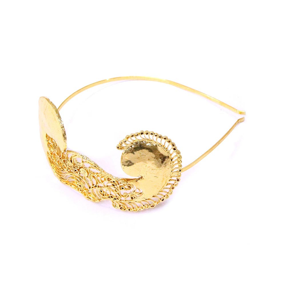 ORNAMAAS 22K Gold Plated Regallia Peacock Filigree Hair Band