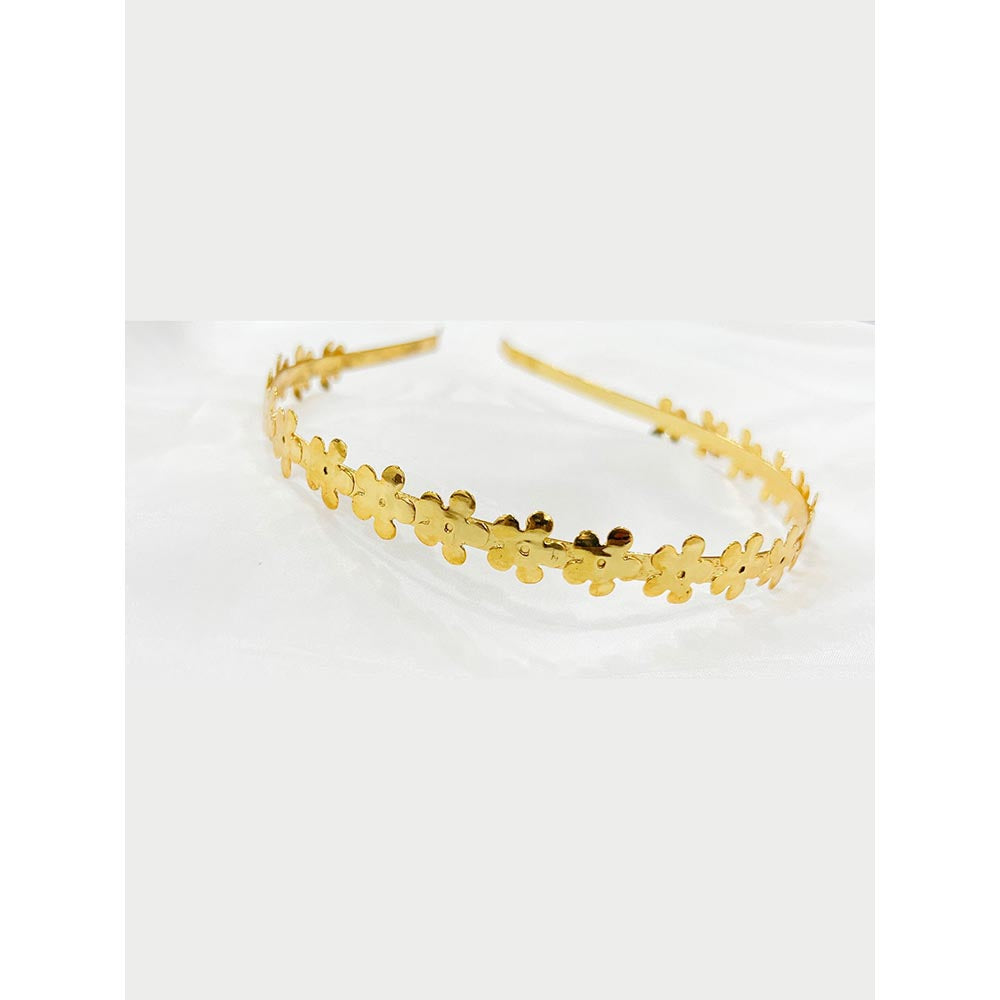 ORNAMAAS 22K Gold Plated Flower Hair Band