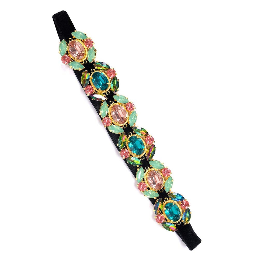 ORNAMAAS 22K Gold Plated Multi-Colored Hair Band