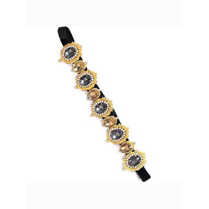 ORNAMAAS Shereen Pearl Smoke Black Victorian Hair Band