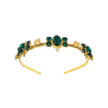 ORNAMAAS 22K Gold Plated Emerald Rose Hair Band