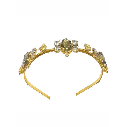 ORNAMAAS Gold Plated Rose Fleur Topaz Golden Shadow Hair Band