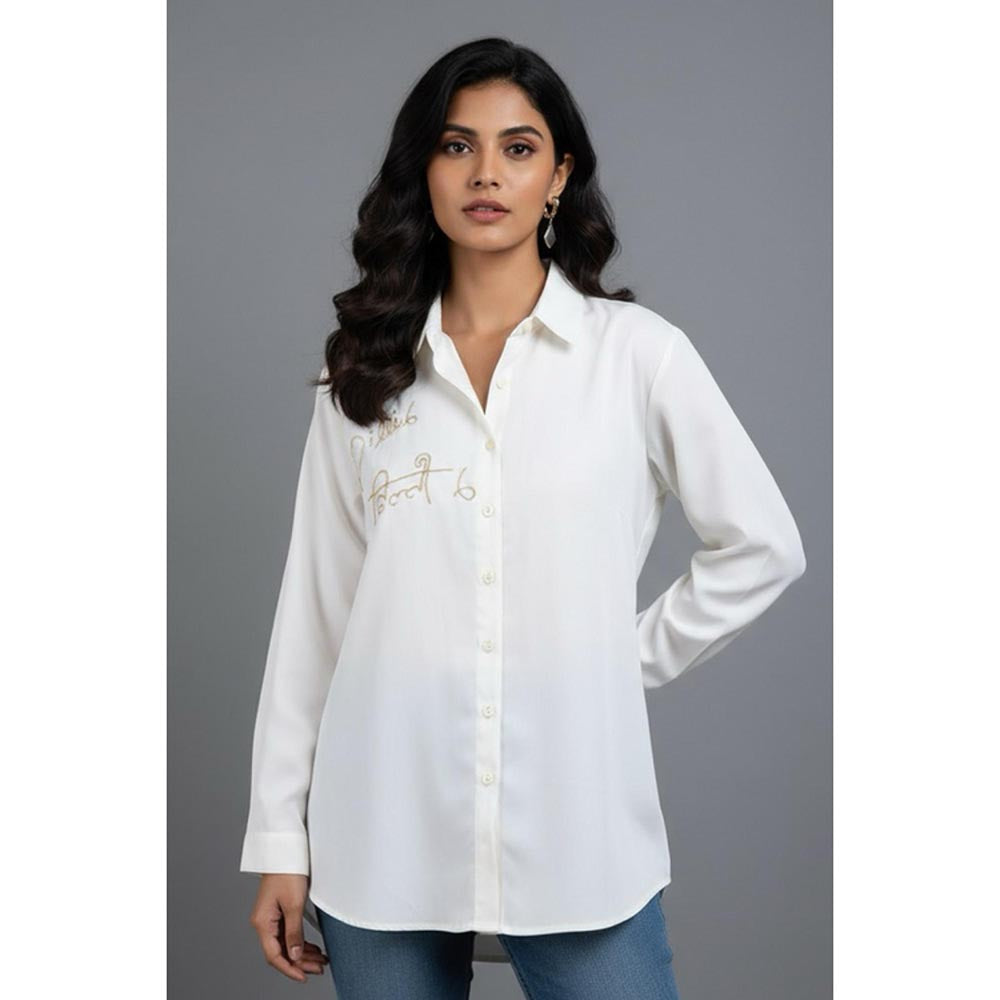 ORNAMAAS Dilli6 White Embroider Georgette Shirt