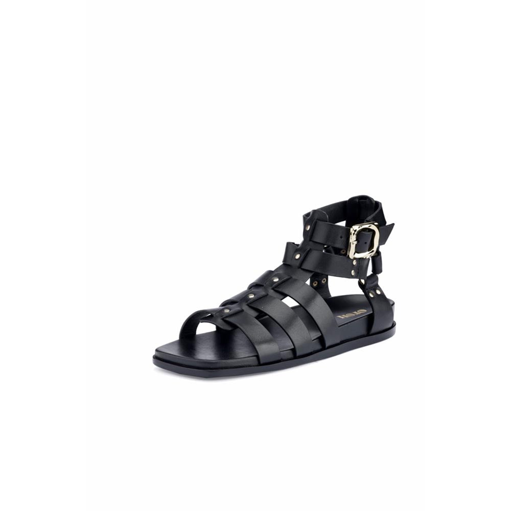 Oroh Women Orvieto Footbed Casual Flat Sandals Black
