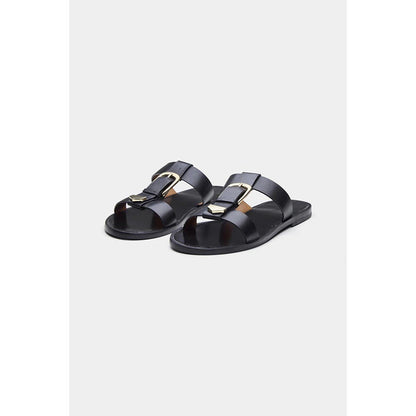 Oroh Women Black Angela Open Toe Flats