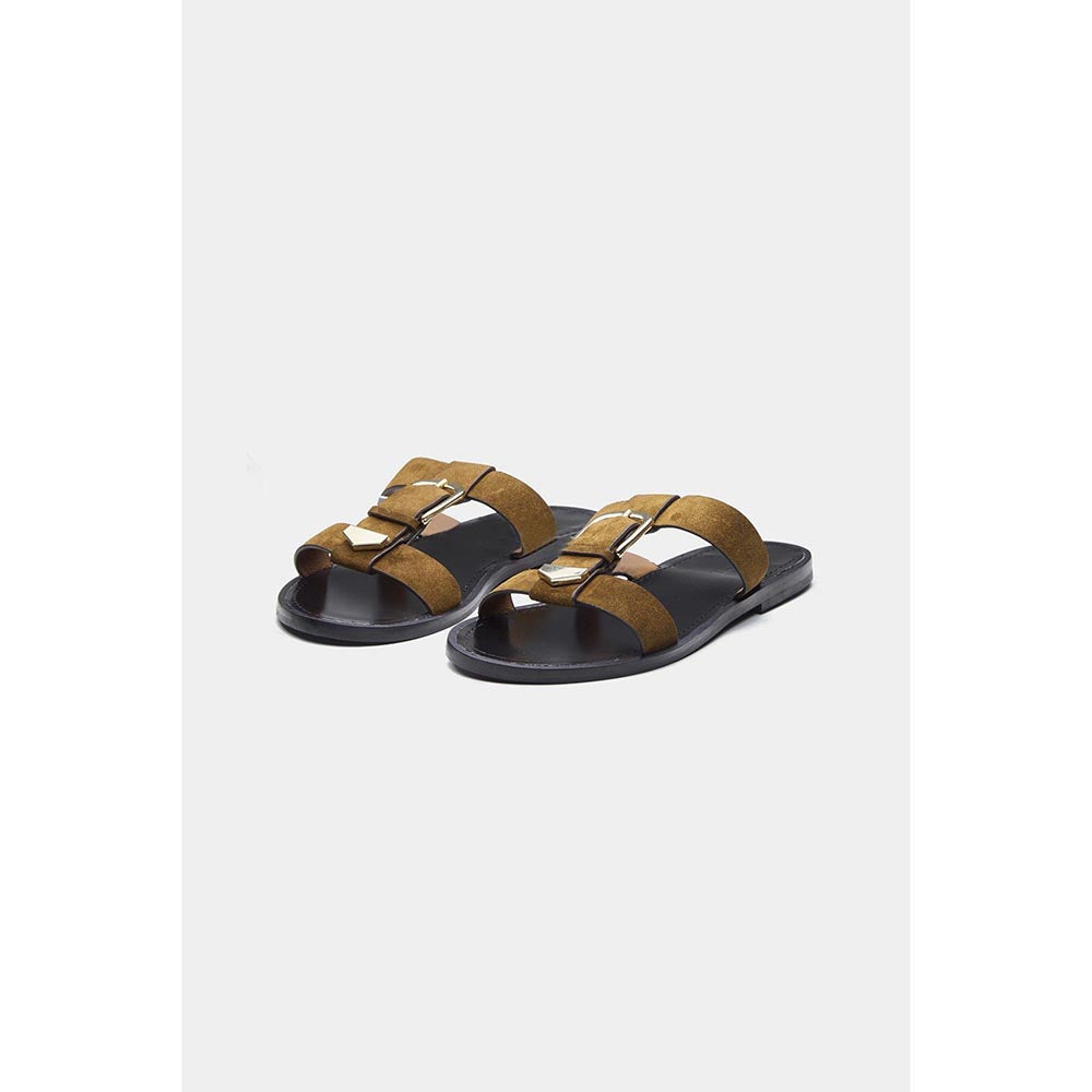Oroh Women Tan Angela Open Toe Flats