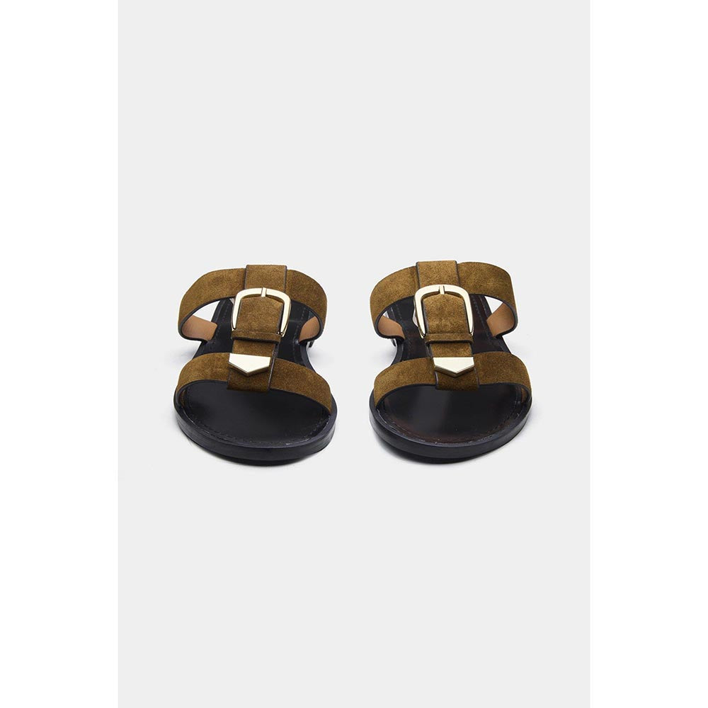 Oroh Women Tan Angela Open Toe Flats