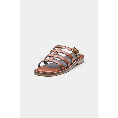 Oroh Women Tan Ines Open Toe Flats