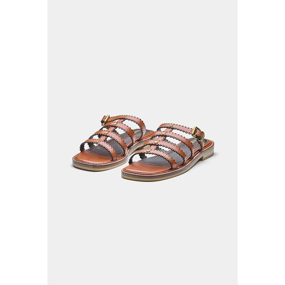 Oroh Women Tan Ines Open Toe Flats