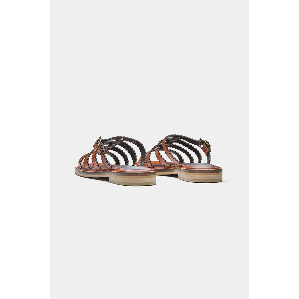 Oroh Women Tan Ines Open Toe Flats