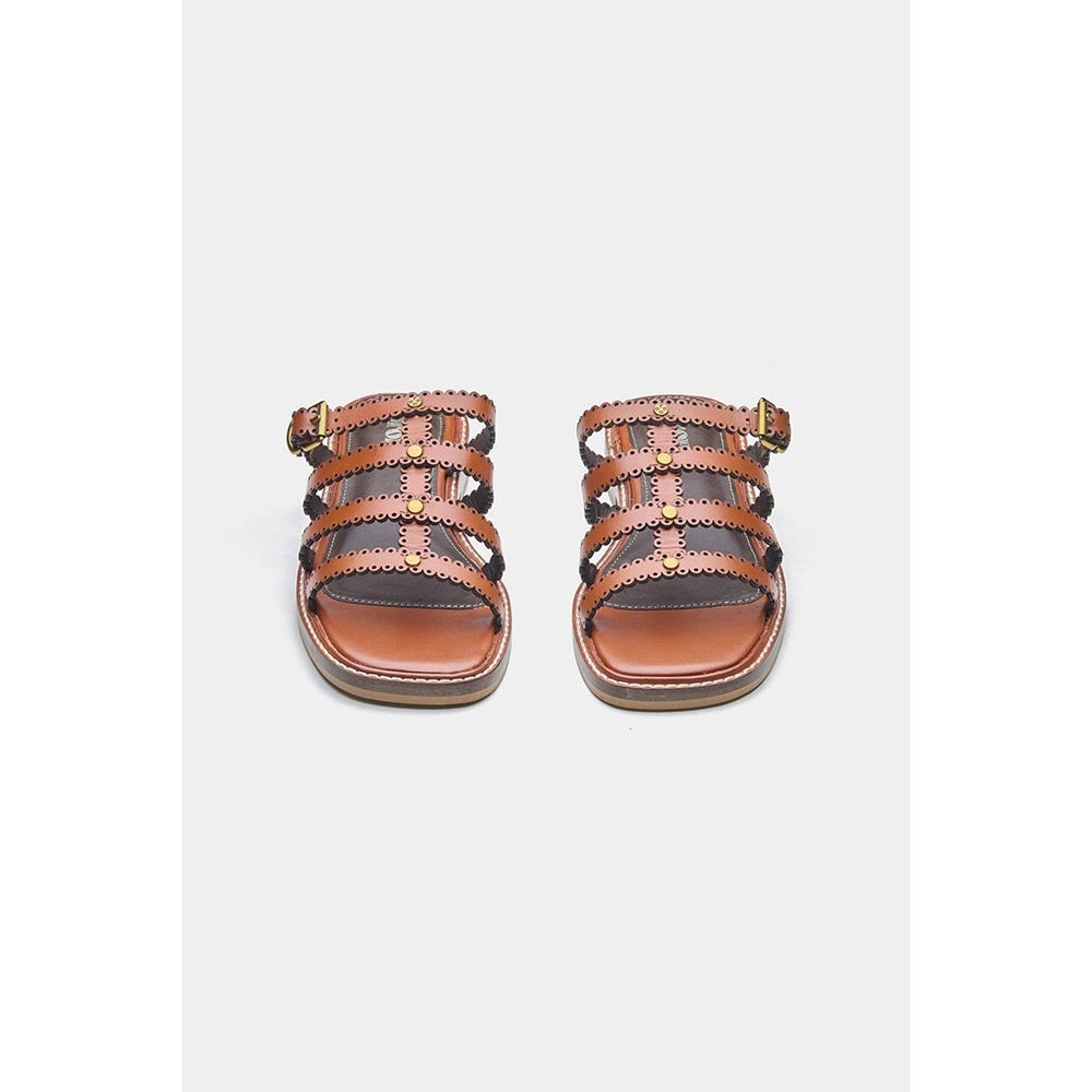 Oroh Women Tan Ines Open Toe Flats