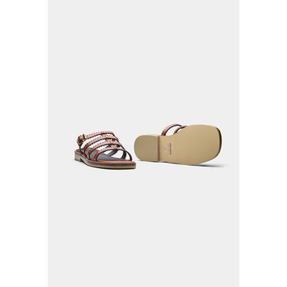 Oroh Women Tan Ines Open Toe Flats